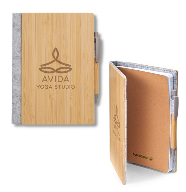 Carnet et stylo rechargeable en bambou