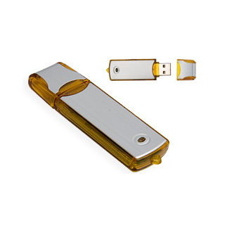PJL-3350 Clé USB - plastique translucide et fini argent brossé