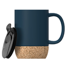 Tasse en céramique avec couvercle et base en liège