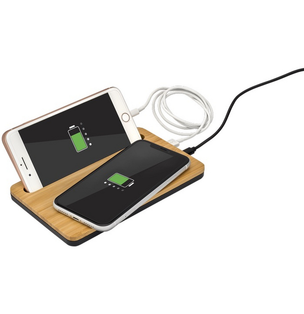 plaque de charge sans fil en bambou