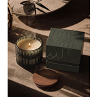 Bougie en verre avec couvercle en bois d'Acacia 
